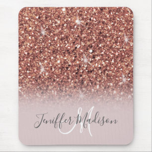 Tapis De Souris parties scintillant en or rose Nom personnalisé