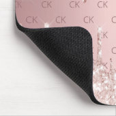Tapis De Souris Parties scintillant en or rose rose pâle initiales (Coin)