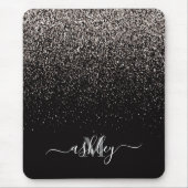 Tapis De Souris Parties scintillant noire et argent (Devant)