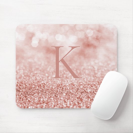 Tapis De Souris Parties scintillant or Rose fille Monogramme Shiny (Avec souris)