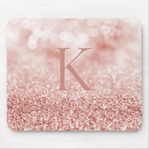 Tapis De Souris Parties scintillant or Rose fille Monogramme Shiny