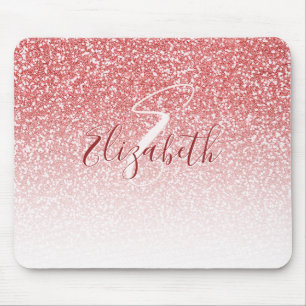 Tapis De Souris Parties scintillant or rose Ombre Monogram