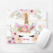 Tapis De Souris Parties scintillant Or rose Unicorn Visage tendanc (Avec souris)