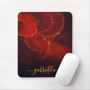 Tapis De Souris Parties scintillant or rouge Abstrait