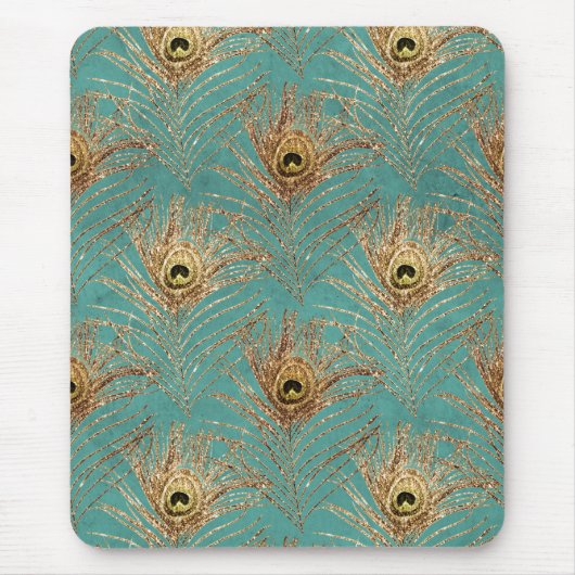 Tapis De Souris Parties scintillant Peacock Feathers Motif (Devant)