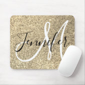 Tapis De Souris Parties scintillant Platine Gold Faux Monogramme p (Avec souris)