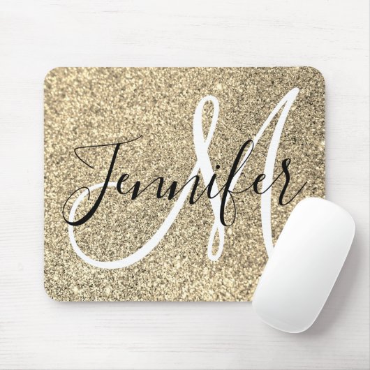 Tapis De Souris Parties scintillant Platine Gold Faux Monogramme p (Avec souris)
