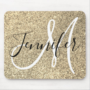 Tapis De Souris Parties scintillant Platine Gold Faux Monogramme p