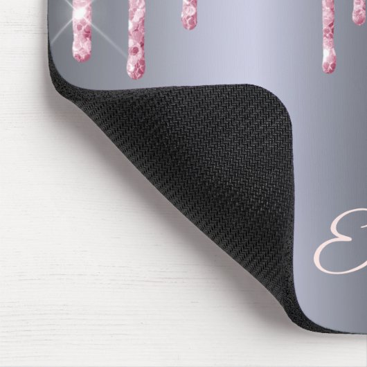 Tapis De Souris Parties scintillant rose argent goutte un script d (Coin)
