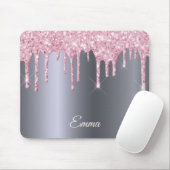 Tapis De Souris Parties scintillant rose argent goutte un script d (Avec souris)