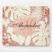 Tapis De Souris Parties scintillant rose Feuilles tropicaux (Devant)