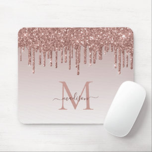 Tapis De Souris Parties scintillant Rose Gold Monogramme Élégant S