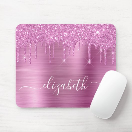 Tapis De Souris Parties scintillant rose goutte à goutte Monogramm (Avec souris)