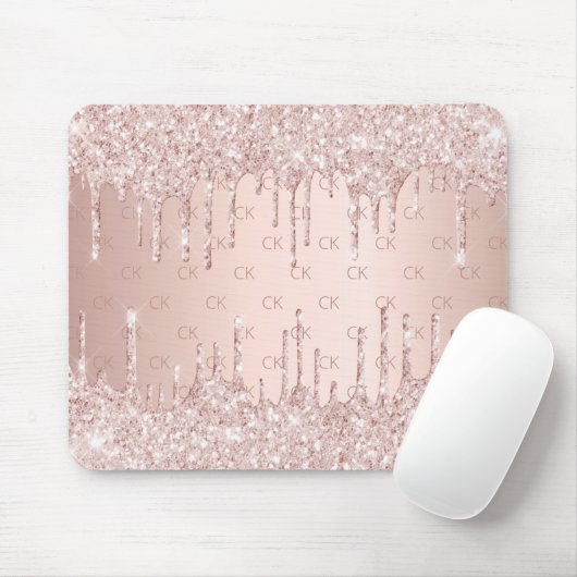 Tapis De Souris parties scintillant rose or monogramme initiales r (Avec souris)