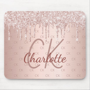Tapis De Souris parties scintillant rose or monogramme initiales r