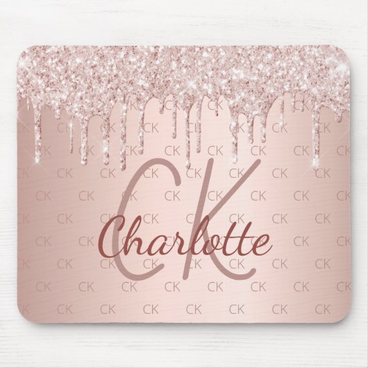 Tapis De Souris parties scintillant rose or monogramme initiales r (Devant)