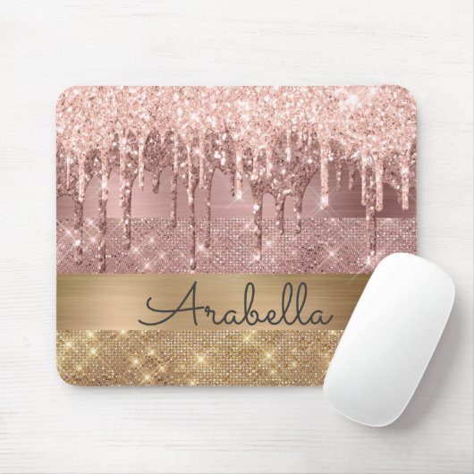 Tapis De Souris Parties scintillant Rose Rose Gold Drivers Nom per (Avec souris)