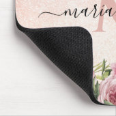 Tapis De Souris Parties scintillant rose Rose or fleuri (Coin)