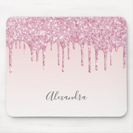 Tapis De Souris Parties scintillant rose vierge rose nom or (Devant)
