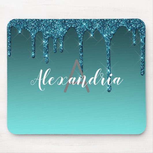 Tapis De Souris Parties scintillant Turquoise personnalisée (Devant)