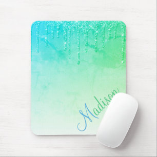Tapis De Souris Parties scintillant verte Ombré Glam Sparkles Nom