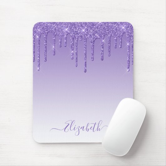Tapis De Souris Parties scintillant violette à script moderne et t (Avec souris)