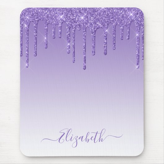 Tapis De Souris Parties scintillant violette à script moderne et t (Devant)