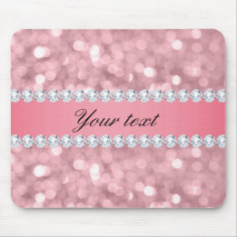 Tapis De Souris Parties scintillantes roses Bokeh et diamants