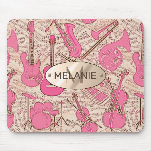 Tapis De Souris Partition et instruments de musique rose/ivoire ID (Devant)