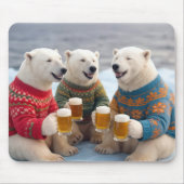 Tapis De Souris Party Polar Bears Wearing Christmas Ugly Sweaters (Devant)