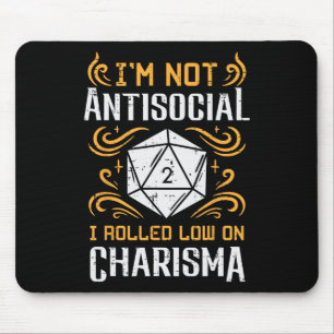 Tapis De Souris Pas anti-social faible charisme drôle Rpg Gamer Ho