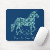 Tapis De Souris Paso Fino Cheval Grunge Turquoise Floral (Avec souris)