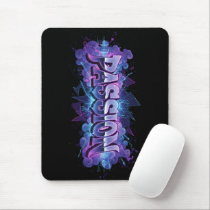 Tapis De Souris Passion Cyberpunk Typographie – Mot moderne vibran