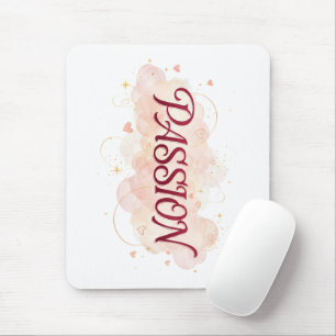 Tapis De Souris PASSION – Typographie Romantique Élégante avec Dou