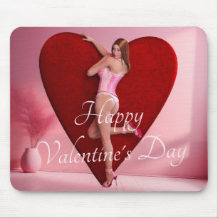 Tapis De Souris Passionnée Saint Valentin fille dans un corse