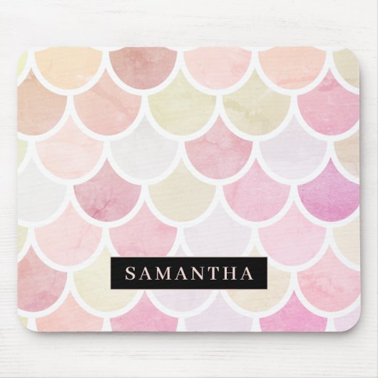 Tapis De Souris Pastel Aquarelle Sirène Motif avec nom (Devant)
