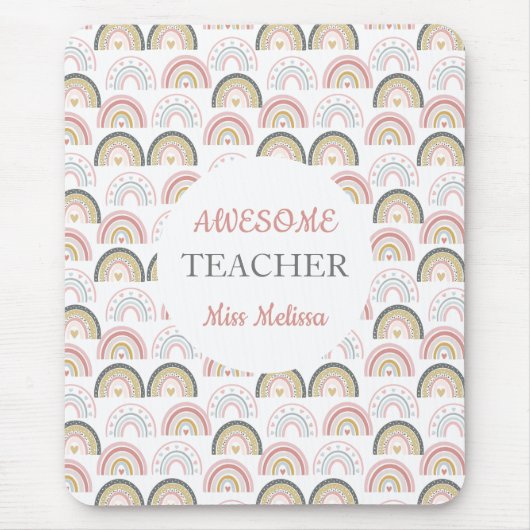 Tapis De Souris Pastel Arc-en-ciel avec Motif de coeur Awesome ens (Devant)
