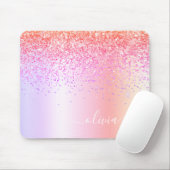Tapis De Souris Pastel Arc-en-ciel rose or violet Parties scintill (Avec souris)