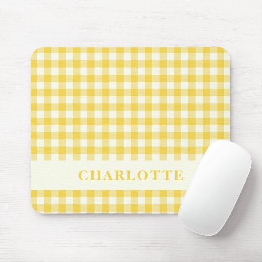 Tapis De Souris Pastel Jaune En vichy Buffalo Vérifier le nom du p (Avec souris)