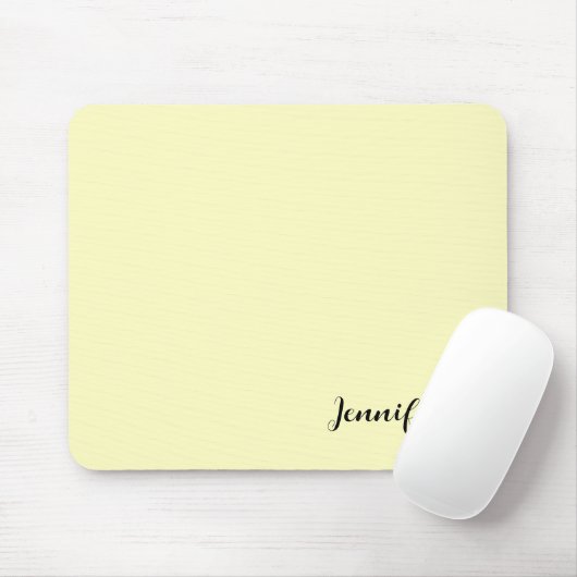 Tapis De Souris Pastel Jaune Personnalisé Script moderne (Avec souris)