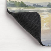 Tapis De Souris Pastel Lake Sunset Dock Cabin Tranquility (Coin)