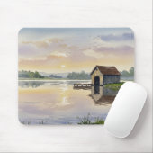 Tapis De Souris Pastel Lake Sunset Dock Cabin Tranquility (Avec souris)