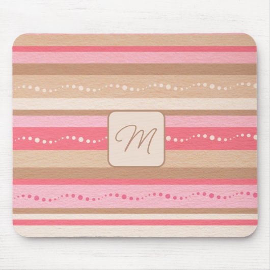 Tapis De Souris Pastel Monogramme Et Stripes Motif Pad Souris (Devant)