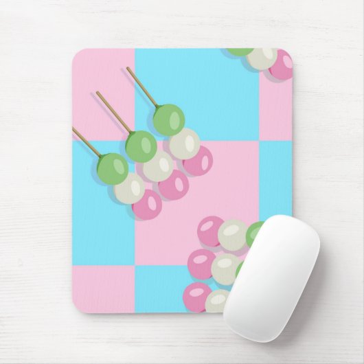 Tapis De Souris Pastel Pink À damiers Dango Mousepad (Avec souris)