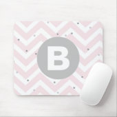 Tapis De Souris Pastel Pink Chevron and Dots Grey Monogram (Avec souris)