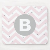 Tapis De Souris Pastel Pink Chevron and Dots Grey Monogram (Devant)