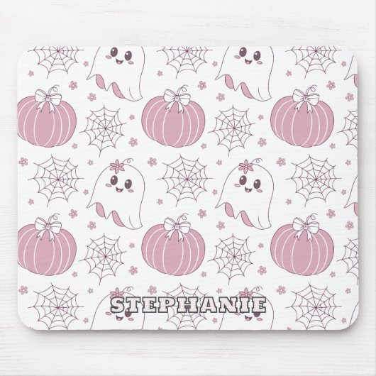Tapis De Souris Pastel Pink Halloween Motif sans couture (3) (Devant)