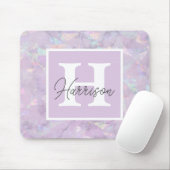 Tapis De Souris Pastel Purple Cryple Geode Nom du monogramme (Avec souris)