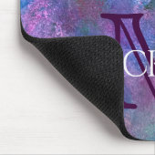 Tapis De Souris Pastel Splatter | Monogramme rose violet bleu vert (Coin)