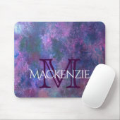Tapis De Souris Pastel Splatter | Monogramme rose violet bleu vert (Avec souris)